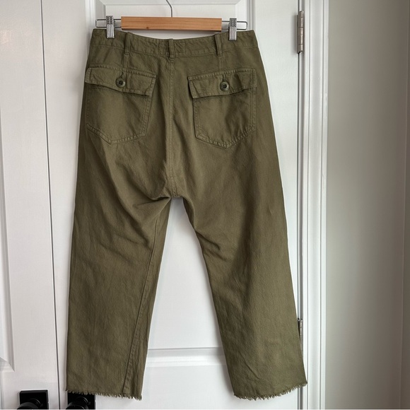THE GREAT. Women’s Cropped Dark Green The Frayed Ranger Raw Hem (Size 25) - Picture 3 of 10
